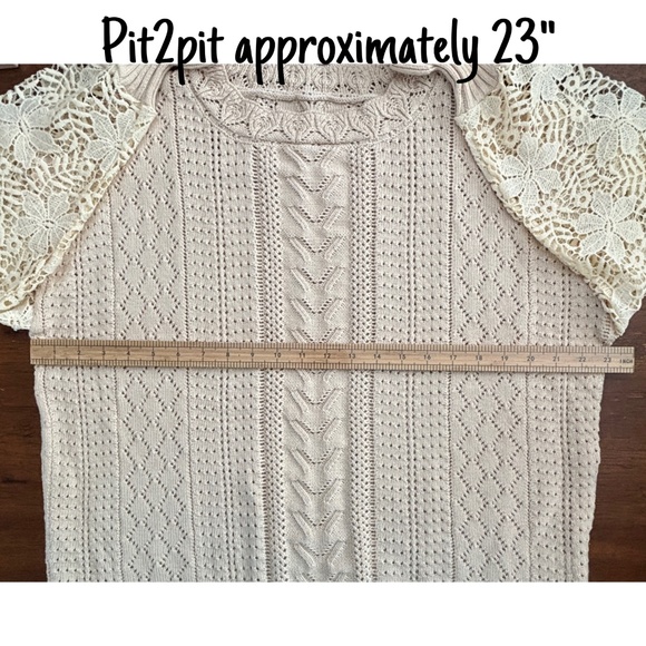 AlvaQ Women’s Cream Crochet Lace Sweater (Size XL) - Picture 8 of 9